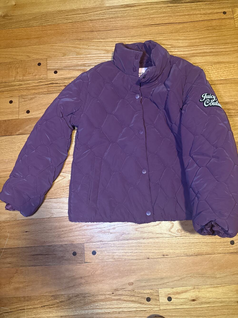 NEW Juicy Couture Puffer Jacket Girls S 7/8 Purple Quilted Winter Coat